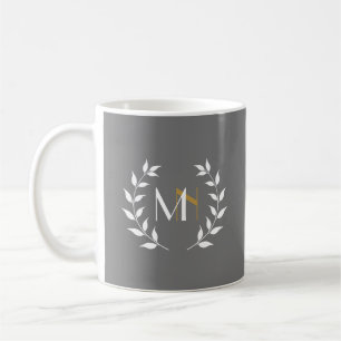 Monogram Laurel Wreath Grey Coffee Mug