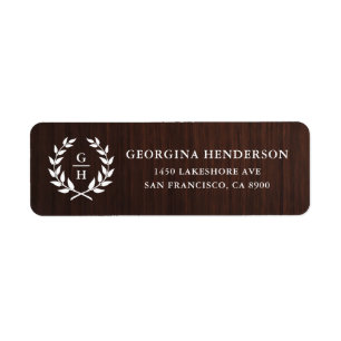 Monogram Laurel Wreath Motif en bois rustique