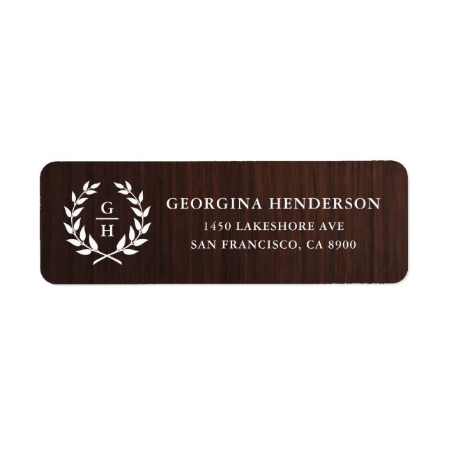 Monogram Laurel Wreath Rustic Wood Pattern (Front)