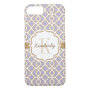 Monogram Lavender and Gold Quatrefoil Case-Mate iPhone Case