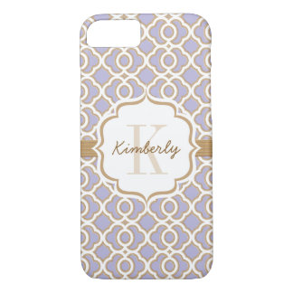 Monogram Lavender and Gold Quatrefoil Case-Mate iPhone Case