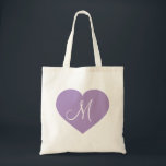 Monogram Lavender Heart Tote Bag<br><div class="desc">This canvas bag features a shapely lavender heart with a monogram initial at its centre.  Great bridesmaid gift.</div>