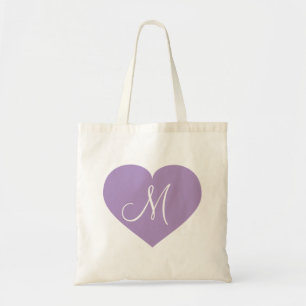 Monogram Lavender Heart Tote Bag