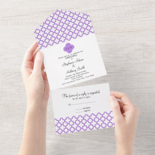 Monogram Lavender Quatrefoil Pattern Rehearsal All All In One Invitation