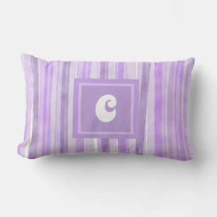 Monogram Lavender Stripes Custom  Lumbar Pillow