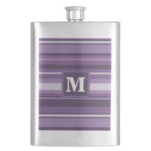 Monogram Lavender stripes Hip Flask