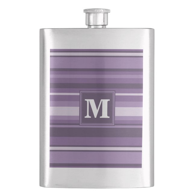 Monogram Lavender stripes Hip Flask (Front)