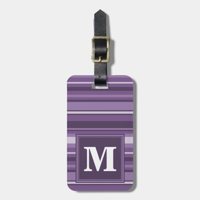 Monogram Lavender stripes Luggage Tag (Front Vertical)