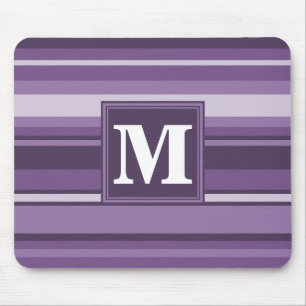 Monogram Lavender stripes Mouse Pad
