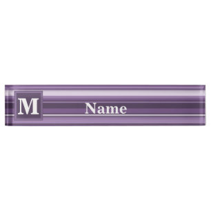 Monogram Lavender stripes Nameplate