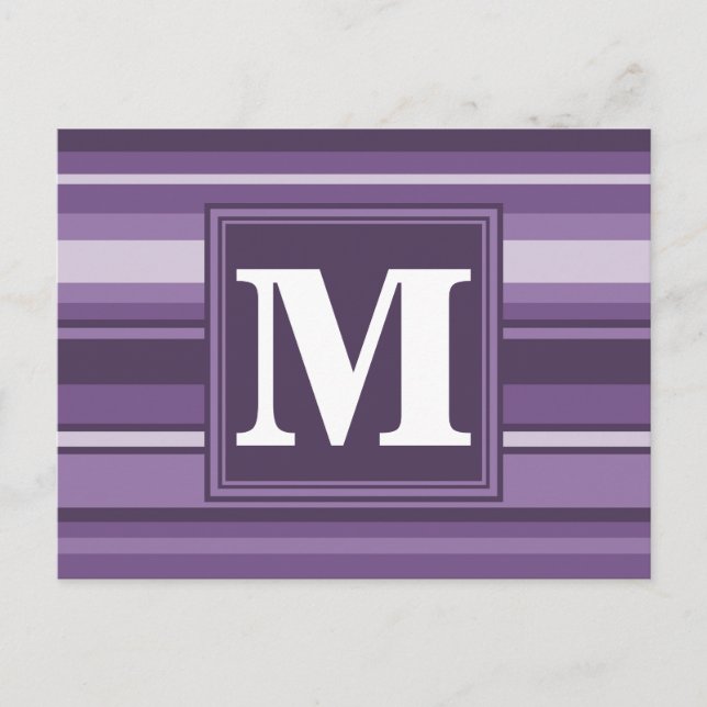 Monogram Lavender stripes Postcard (Front)