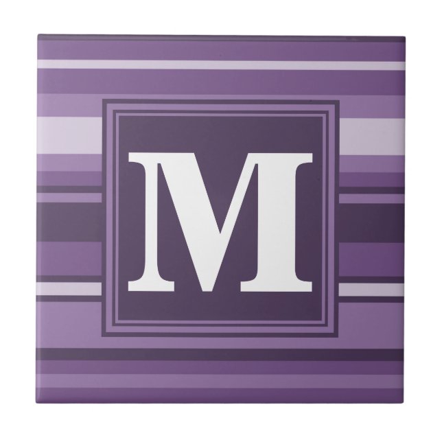 Monogram Lavender stripes Tile (Front)
