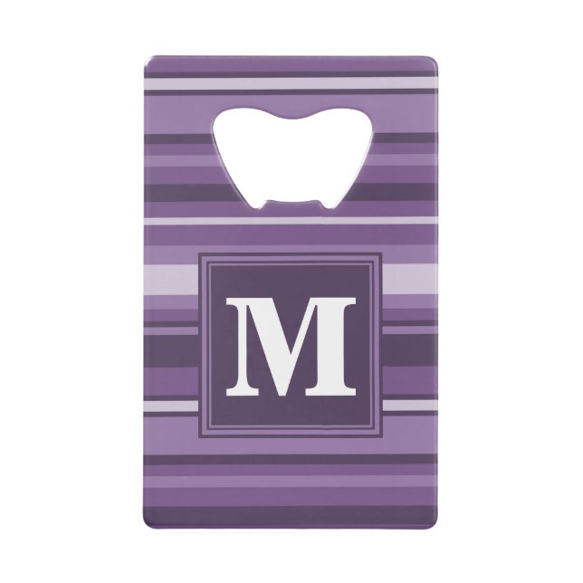 Monogram Lavender stripes Wallet Bottle Opener (Front)