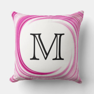 Monogram Lavender Swirl Abstract Throw Pillow