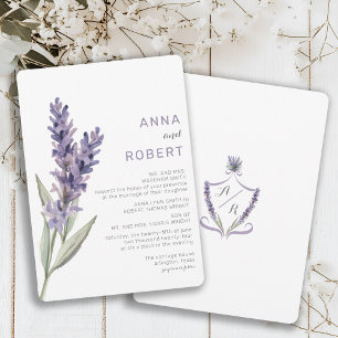 Monogram Lavender Watercolor Wedding Invitation