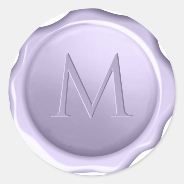 Monogram Lavender Wax Seal Embossed Initial Purple (Front)
