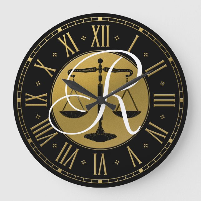 Monogram LAW OFFICE | Scales of Justice Large Clock (Front)