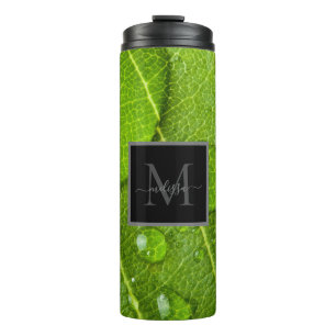 Monogram Leaf Raindrops  Thermal Tumbler