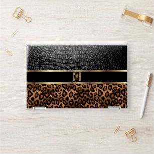Monogram Leather and Leopard Pattern HP Laptop Skin