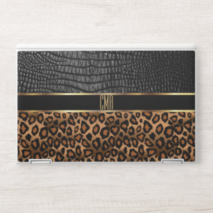 Monogram Leather and Leopard Pattern HP Laptop Skin