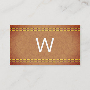 Monogram   Leather Double Stitched Business Card