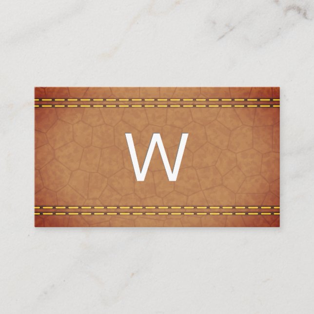 Monogram | Leather Double Stitched Business Card (Front)