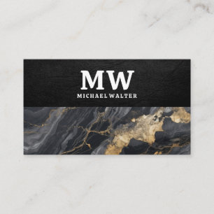 Monogram Leather Marble Texture Business Card