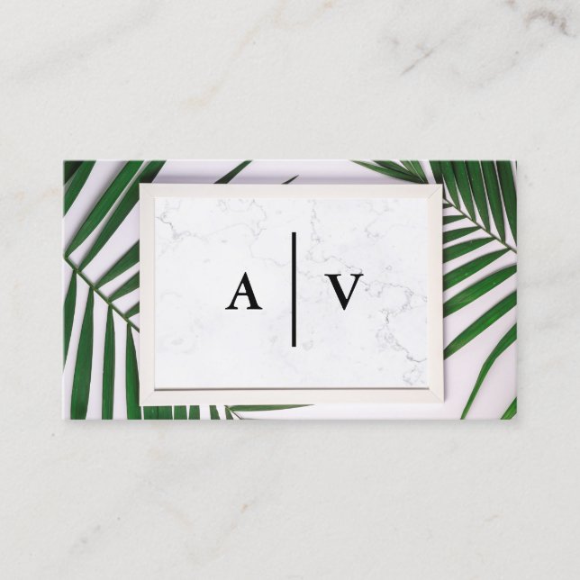 Monogram | Leaves Background Business Card (Front)