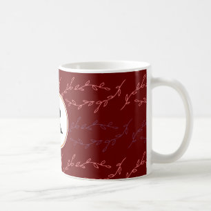 monogram & leaves coffee mug