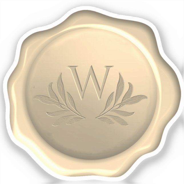 Monogram Leaves Golden Wax Seal Embossed Foliage (Front)