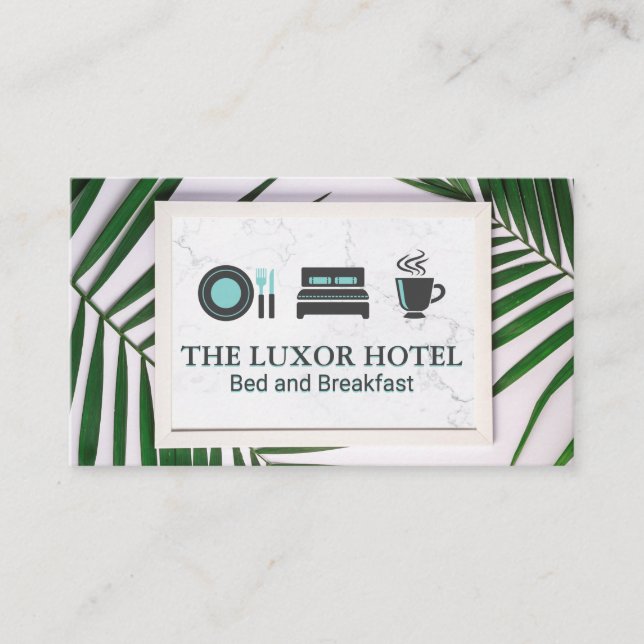 Monogram | Leaves Marble | Bed and Breakfast Business Card (Front)