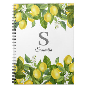 Monogram Lemon Citrus Name Notebook