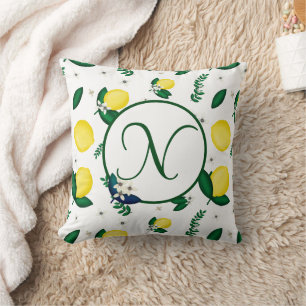Monogram Lemon Throw Pillow