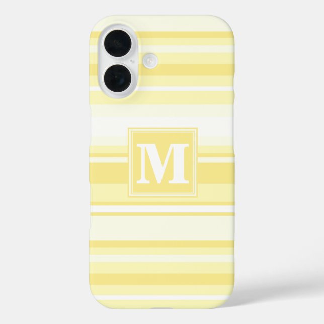 Monogram lemon yellow stripes Case-Mate iPhone case (Back)