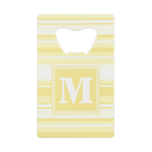 Monogram lemon yellow stripes wallet bottle opener