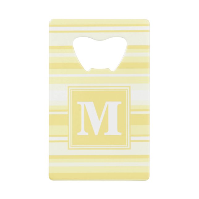 Monogram lemon yellow stripes wallet bottle opener (Front)