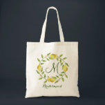 Monogram Lemons Blossom Bridesmaid Tote Bag<br><div class="desc">Give your bridal party a tote bag that'll make them feel totally flattered! These totes come customized to say anything that you'd like. For further customization,  please click the "customize further" link and use our design tool to modify this template.</div>