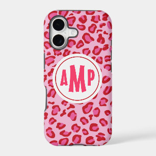 Monogram Leopard iPhone Case Pink & Red