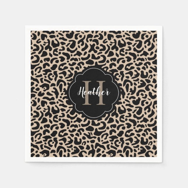 Monogram Leopard Print Napkin (Front)