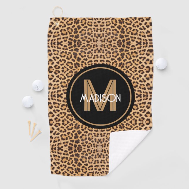Monogram Leopard Print Personalized Ladies Golf Towel (InSitu)