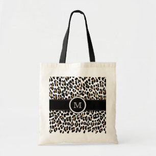 Monogram Leopard Print Tote Bag