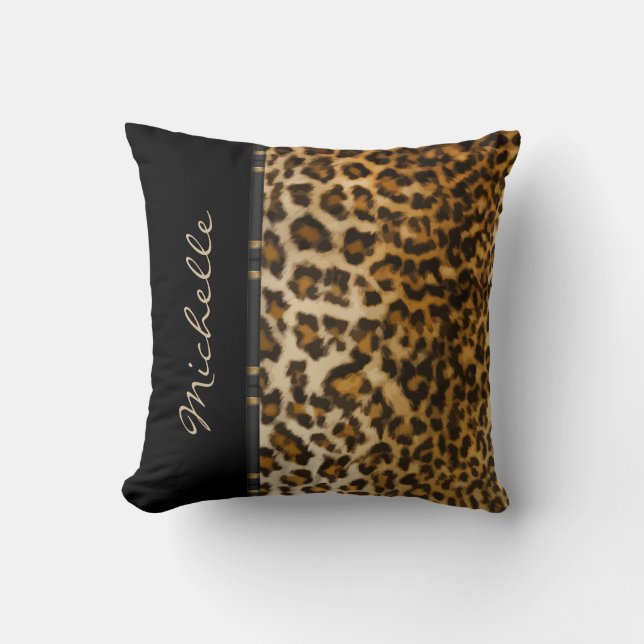 Monogram Leopard Style Throw Pillows (Front)