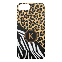 Monogram Leopard Zebra Print iPhone Case