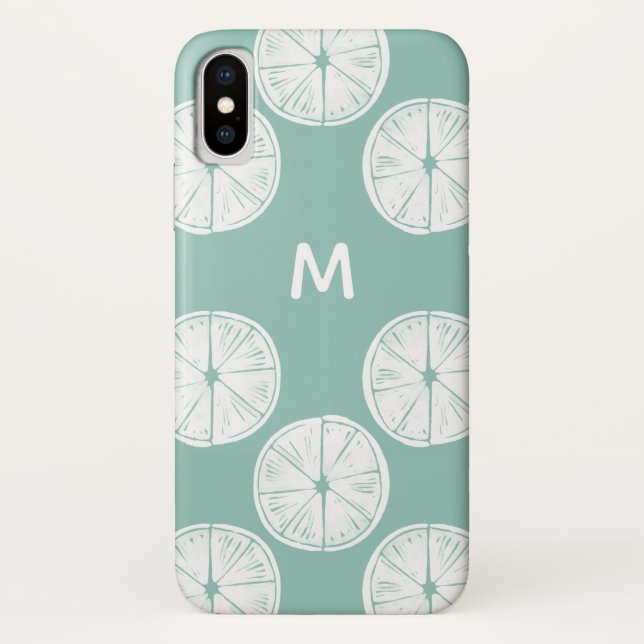 Monogram | Let's Taco About Love | Teal Lime Patte Case-Mate iPhone Case (Back)