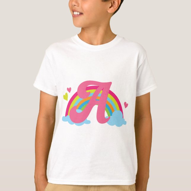 Monogram Letter A Alphabet Rainbow T-Shirt (Front)