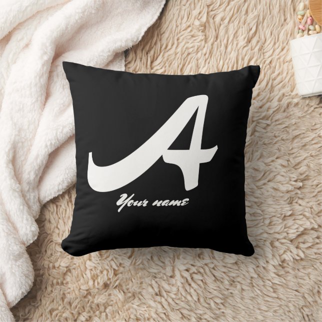 Monogram Letter A Custom Name Throw Pillow (Blanket)