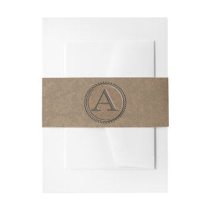 Monogram Letter A Industrial Faux Embossed Invitation Belly Band