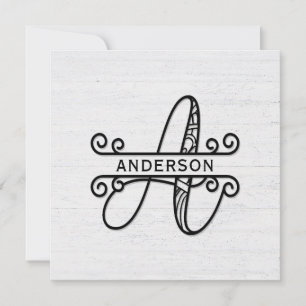 Monogram Letter A with Family Name Card