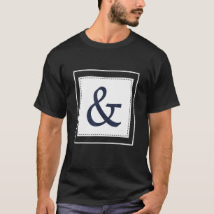 Monogram Letter Ampersand Alphabet Initial Navy Bl T-Shirt