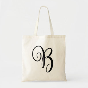 Monogram Letter B Budget Tote-Canvas Tote Bag